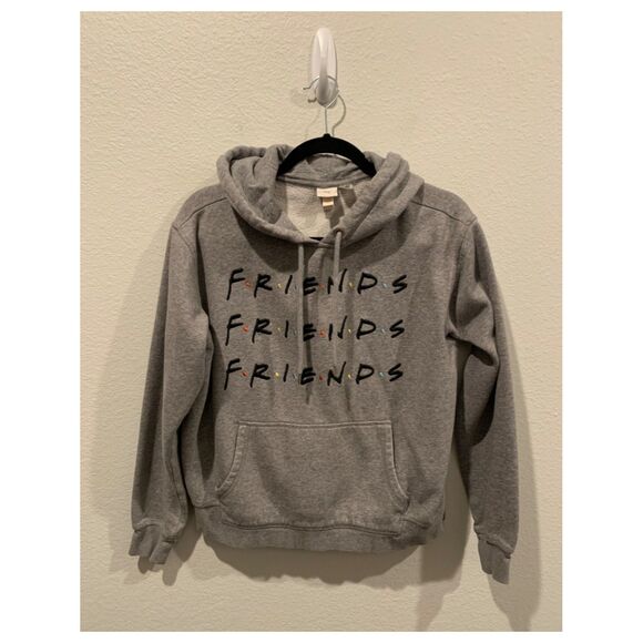 H&M 'Friends' Sweatshirt Embroidered Grey Hoodie - Picture 2 of 4